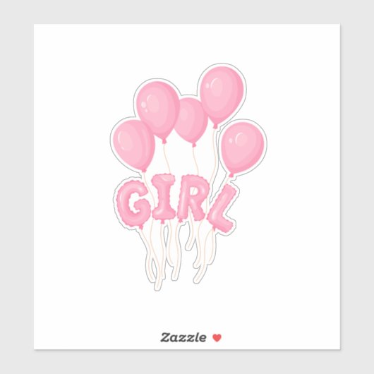 Pink Baby Girl Balloon Celebration - Cute Nursery  シール (シート)