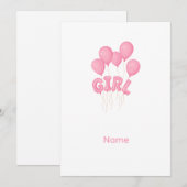Pink Baby Girl Balloon Celebration - Cute Nursery 招待状 (正面/裏面)