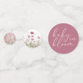 Pink Baby In Bloom Floral Wildflower Baby Shower コンフェッティ (裏面)