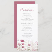 Pink Baby In Bloom Floral Wildflower Baby Shower メニュー (正面/裏面)