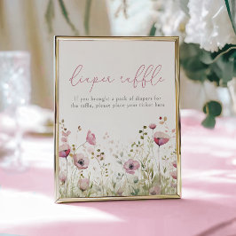 Pink Baby In Bloom Floral Wildflower Diaper Raffle ポスター