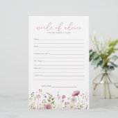 Pink Baby In Bloom Wildflower Baby Advice Card (スタンド正面)