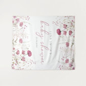 Pink Baby In Bloom Wildflower Baby Shower Backdrop タペストリー (正面(横))
