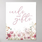 Pink Baby In Bloom Wildflower Cards and Gifts Sign ポスター (正面)