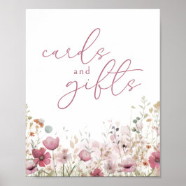 Pink Baby In Bloom Wildflower Cards and Gifts Sign ポスター