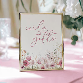 Pink Baby In Bloom Wildflower Cards and Gifts Sign ポスター