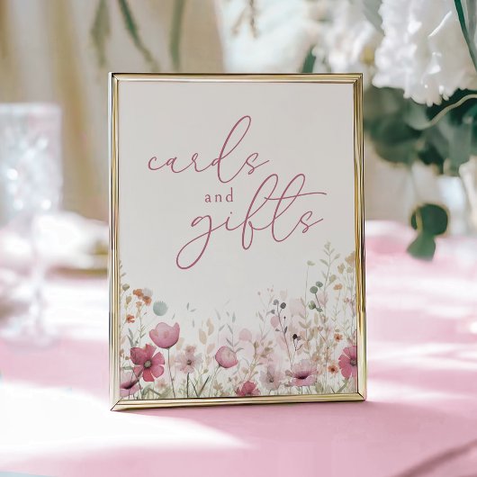 Pink Baby In Bloom Wildflower Cards and Gifts Sign ポスター
