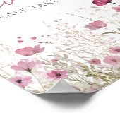 Pink Baby In Bloom Wildflower Shower Favor Sign ポスター (角)