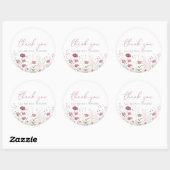 Pink Baby In Bloom Wildflower Shower Favor Sticker ラウンドシール (シート)