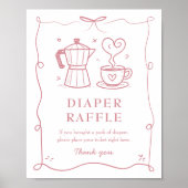 Pink Baby is Brewing Baby Shower Diaper Raffle ポスター (正面)