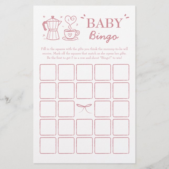 Pink Baby Is Brewing Coffee Baby Bingo Game (正面)