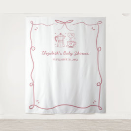 Pink Baby Is Brewing Coffee Baby Shower タペストリー