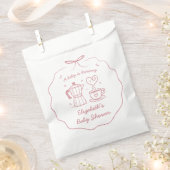 Pink Baby Is Brewing Coffee Baby Shower Favor Bag, フェイバーバッグ (クリップ留めされた状態)