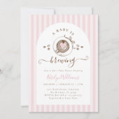 Pink Baby Is Brewing Coffee Baby Shower Invitation 招待状 (正面)