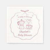 Pink Baby Is Brewing Coffee Baby Shower Napkin スタンダードカクテルナプキン (正面)