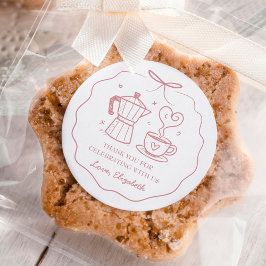 Pink Baby Is Brewing Coffee Thank You ラウンドシール