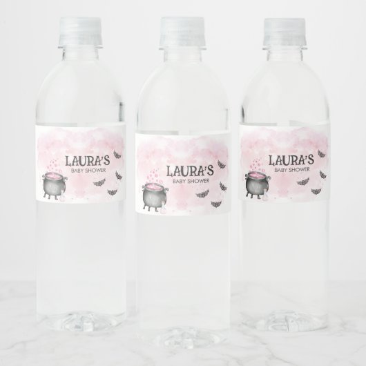Pink Baby is Brewing Halloween Baby Shower ペットボトルラベル (ボトル)