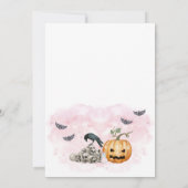 Pink Baby is Brewing Halloween Baby Shower 招待状 (裏面)