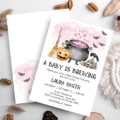 Pink Baby is Brewing Halloween Baby Shower 招待状