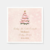 Pink Baby Its Cold Outside Baby Shower スタンダードカクテルナプキン (正面)