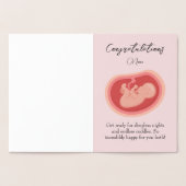 Pink Baby On The Way Congratulations card 箔カード (内部)