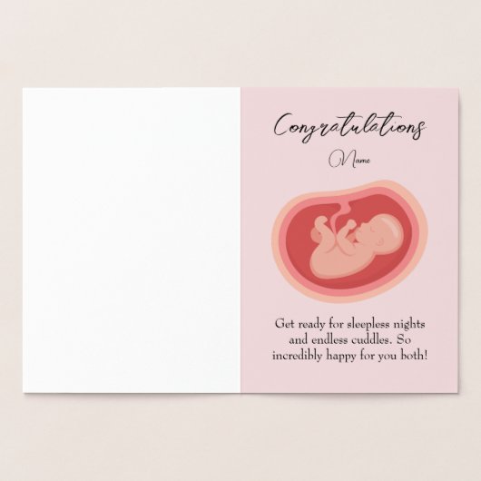 Pink Baby On The Way Congratulations card 箔カード (内部)