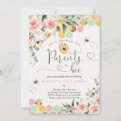 Pink & Baby Showerの緑の両親 招待状 (正面)