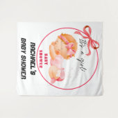 Pink Baby Shower, Baby Girl Party Backdrop タペストリー (正面(横))