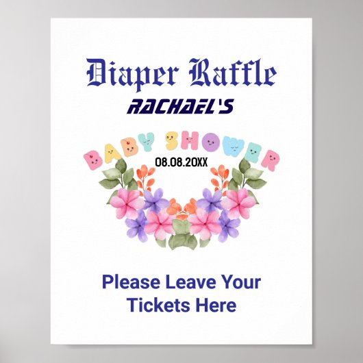 Pink Baby Shower, Baby Girl Shower Party Game ポスター (正面)