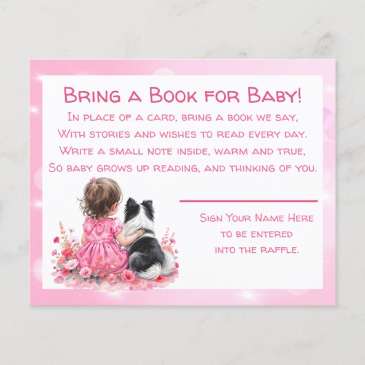 Pink Baby Shower Bring a Book for Baby チラシ (正面)