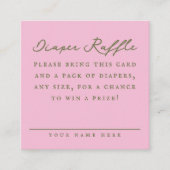 Pink Baby Shower Diaper Raffle Entry Card エンクロージャーカード (正面)
