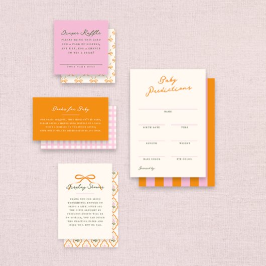 Pink Baby Shower Diaper Raffle Entry Card エンクロージャーカード