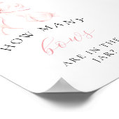 Pink Baby Shower How Many Bows Table Sign ポスター (角)