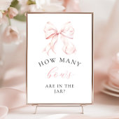 Pink Baby Shower How Many Bows Table Sign ポスター