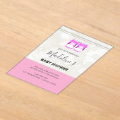 Pink Baby Shower Invitation – Custom Baby Girl アクリル招待状 (レイダウン)