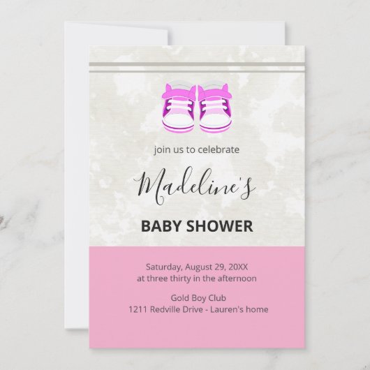 Pink Baby Shower Invitation – Custom Baby Girl 招待状 (正面)