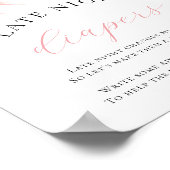 Pink Baby Shower Late Night Diapers Table Sign ポスター (角)