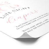Pink Baby Shower Late Night Diapers Table Sign ポスター (角)