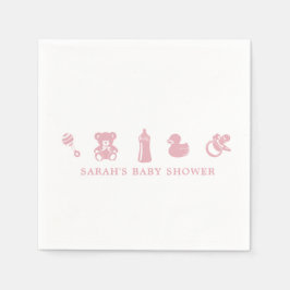 Pink Baby Shower Paper Napkin スタンダードカクテルナプキン