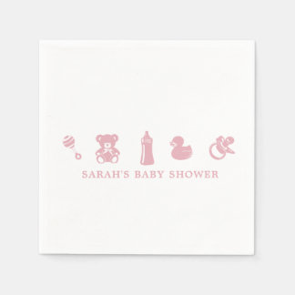 Pink Baby Shower Paper Napkin スタンダードカクテルナプキン