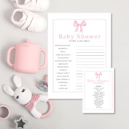 Pink Baby Shower Word Scramble Answer Sheet–Print レターヘッド