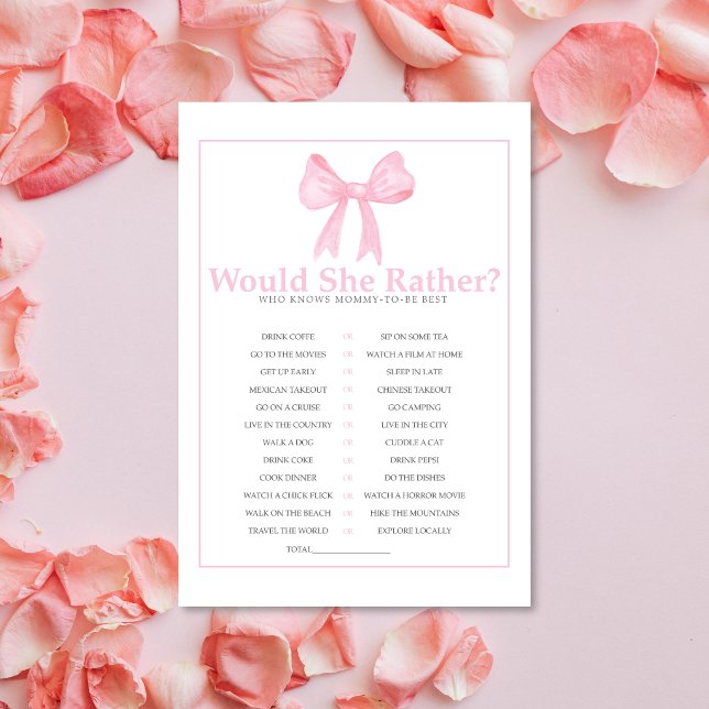 Pink Baby Shower Would She Rather Game – Printable レターヘッド (クリエイターアップロード済み)