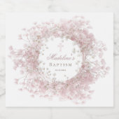 pink baby's breath Baptism スパークリングワインラベル (シングルラベル)