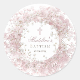 pink baby's breath Baptism ラウンドシール