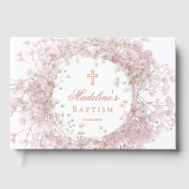pink baby's breath flowers Baptism ゲストブック