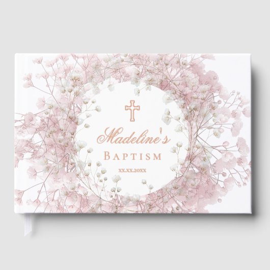 pink baby's breath flowers Baptism ゲストブック (正面)