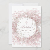 pink baby's breath flowers Baptism 招待状 (正面)
