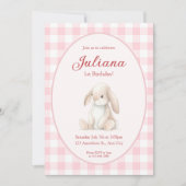 Pink Babys First Birthday Bunny Invitation 招待状 (正面)