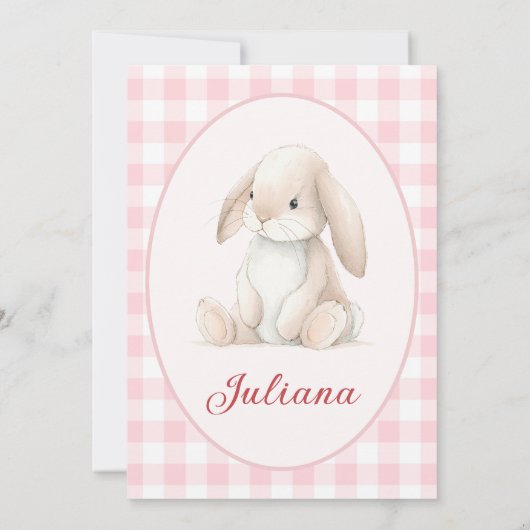 Pink Babys First Birthday Bunny Invitation 招待状 (裏面)