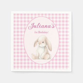 Pink Babys First Birthday Bunny Napkins スタンダードカクテルナプキン
